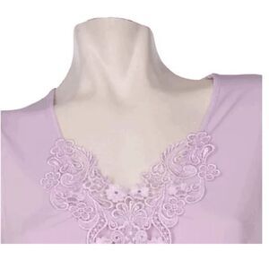 Susan Graver Womens 3X Liquid‎ Knit Swing Tank Lilac Lace Applique Stretch NWT